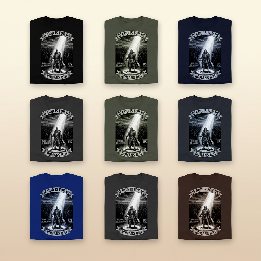 If God Is For Us Warrior T-Shirt_6color_grid