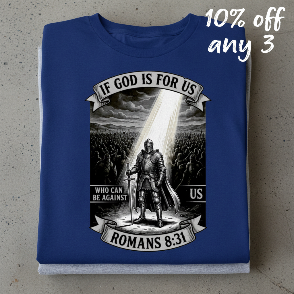 If God Is For Us Warrior T-Shirt_stacked_flatlay