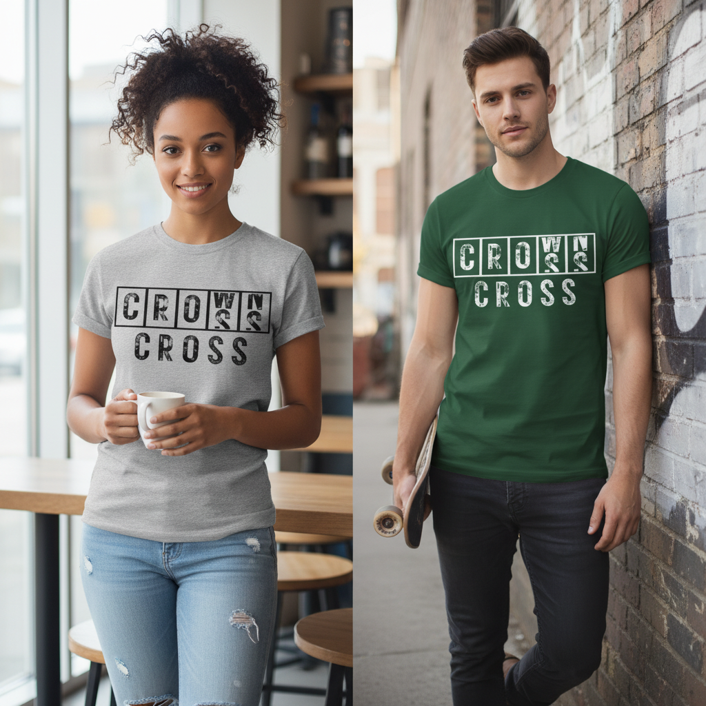 Cross & Crowns T-Shirt_dual_model_life