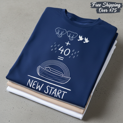 New Start Equation T-Shirt_stacked_flatlay