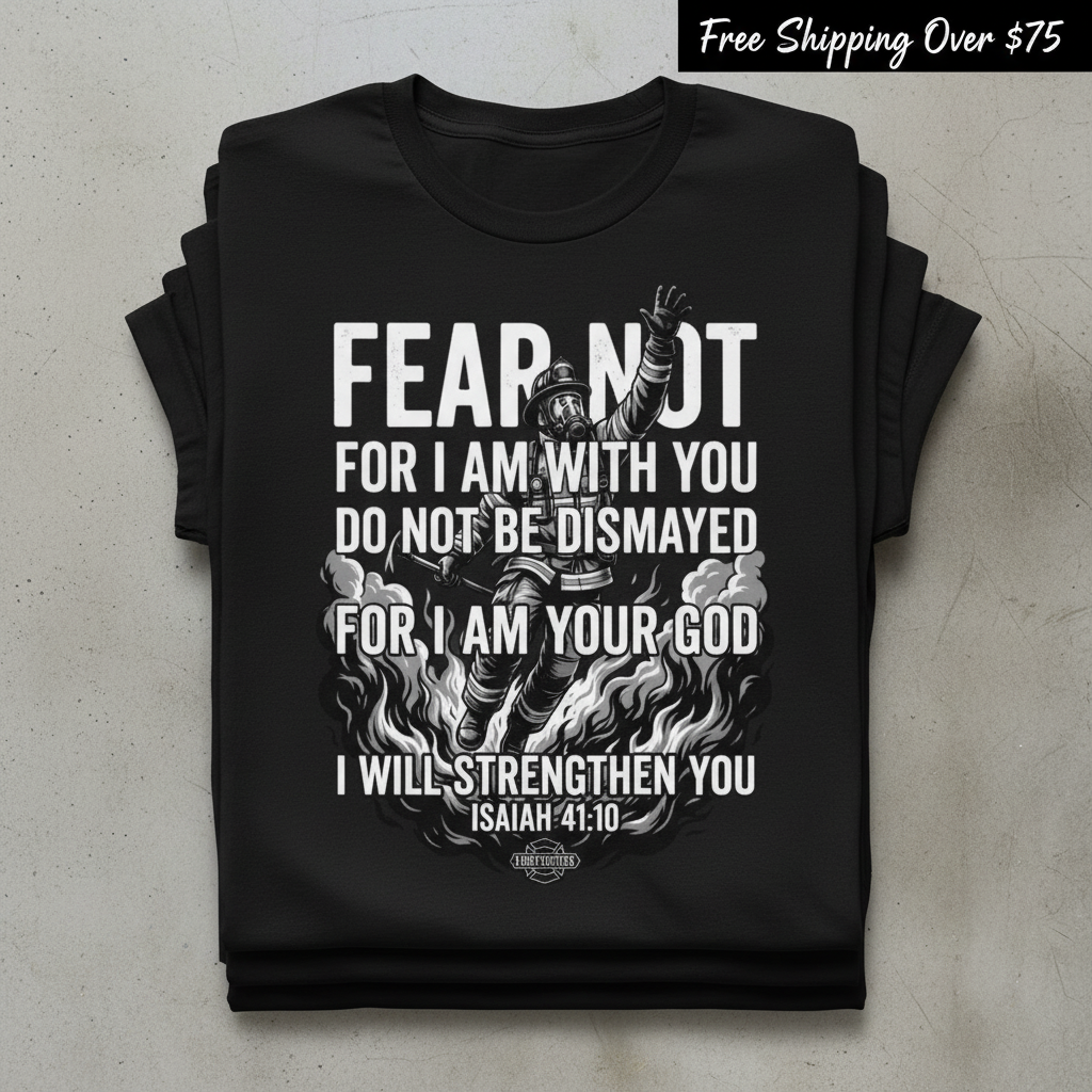 Fear Not Firefighter T-Shirt_stacked_flatlay