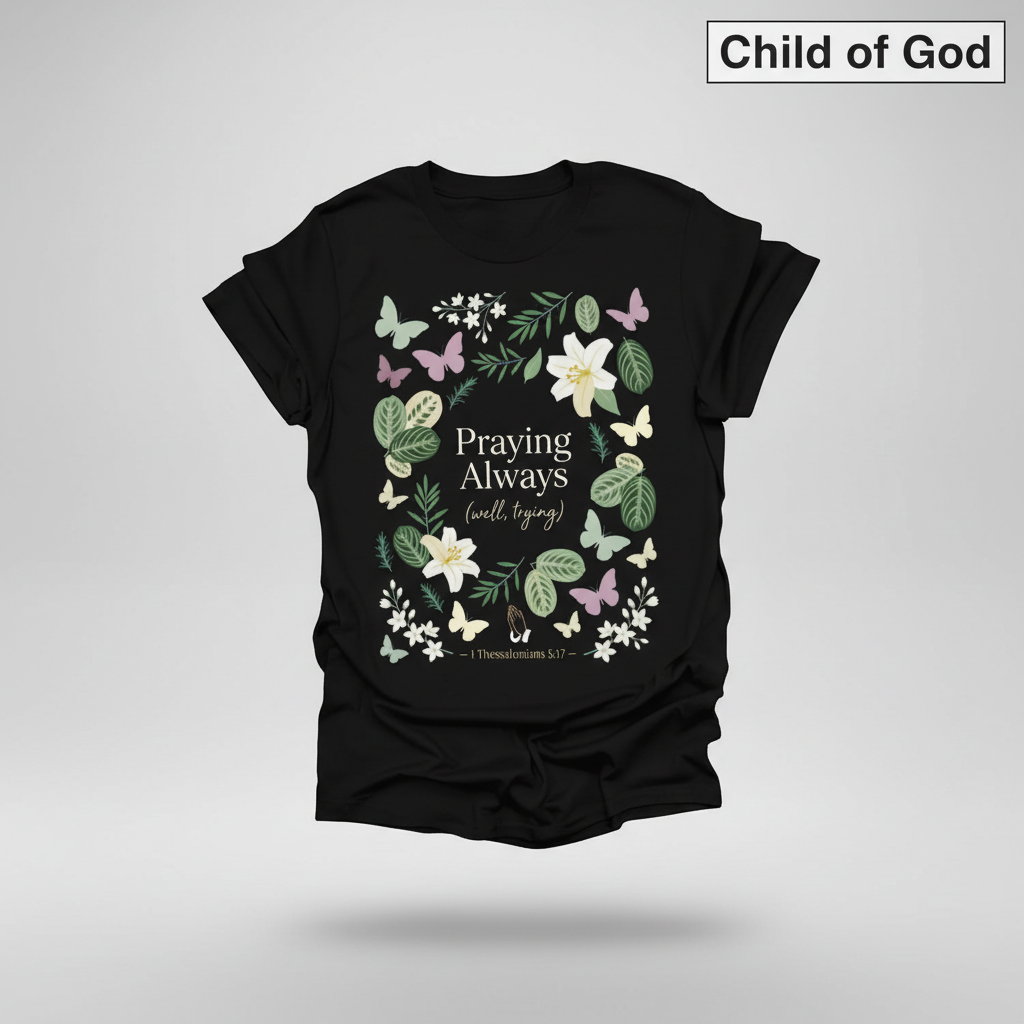 Praying Always (Well, Trying) T-Shirt_3d_float