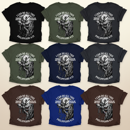 Philippians 4:13 Warrior Strength T-Shirt_6color_grid