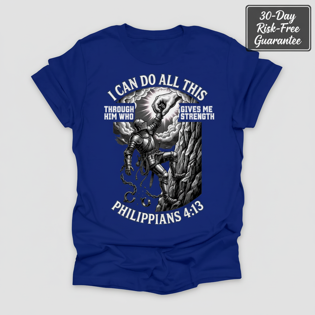 Philippians 4:13 Warrior Strength T-Shirt_clean