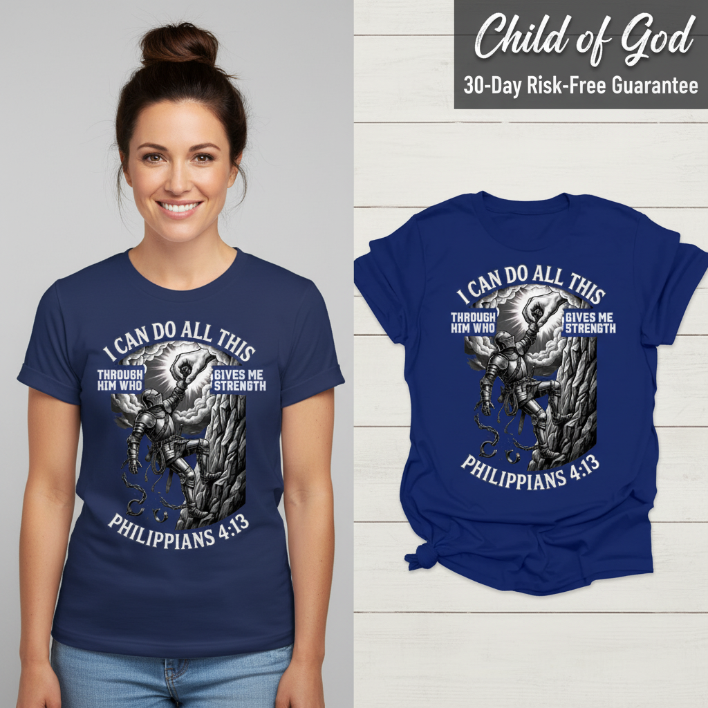Philippians 4:13 Warrior Strength T-Shirt_model_flat
