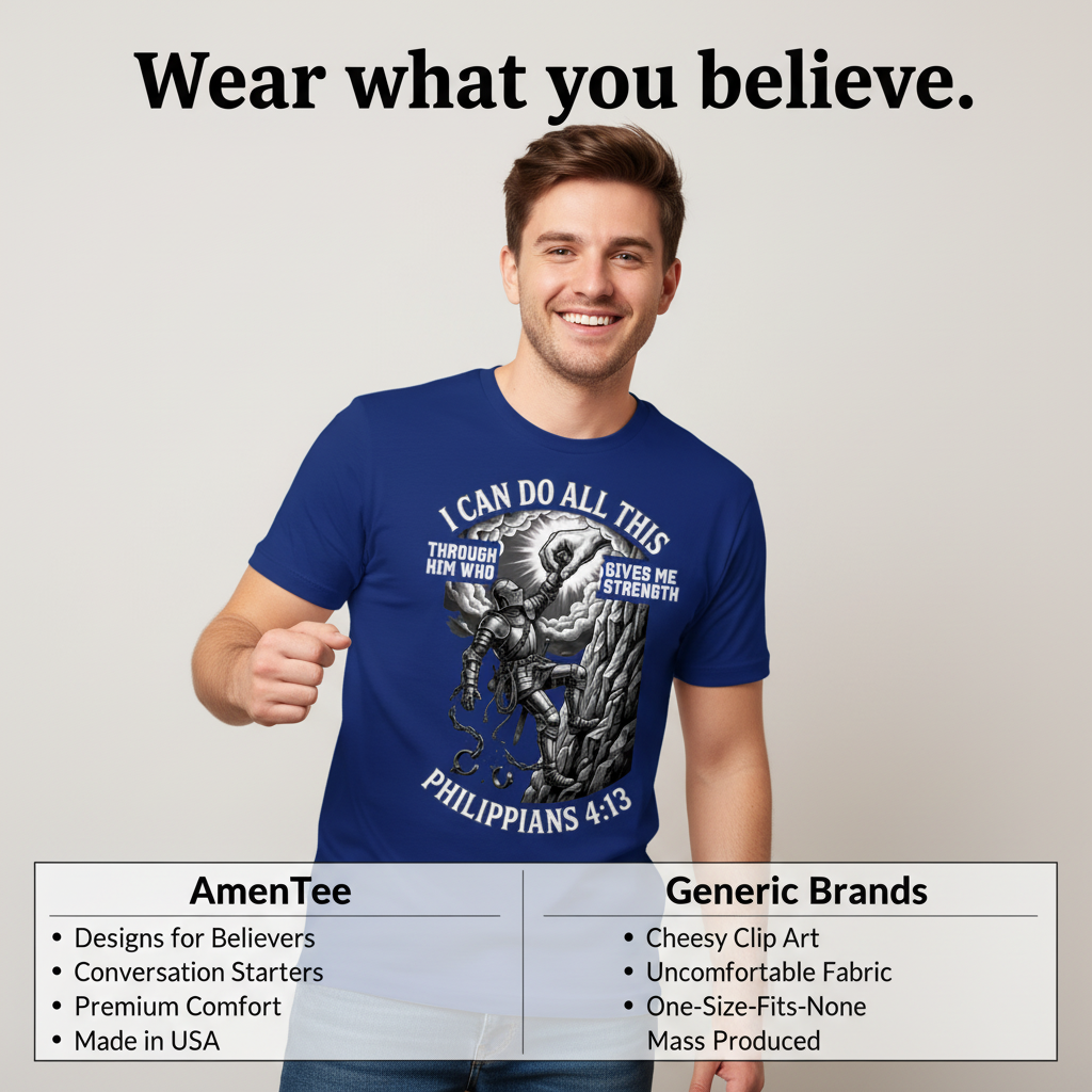 Philippians 4:13 Warrior Strength T-Shirt_product_table