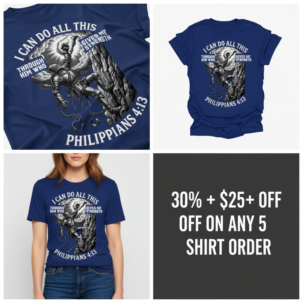 Philippians 4:13 Warrior Strength T-Shirt_4_panel