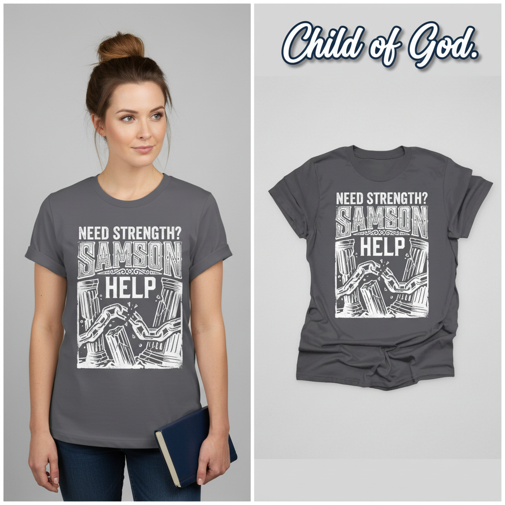 Samson Strength T-Shirt_model_flat
