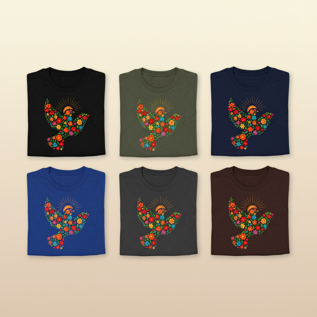 Floral Dove of Peace T-Shirt_6color_grid