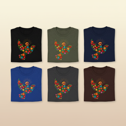 Floral Dove of Peace T-Shirt_6color_grid