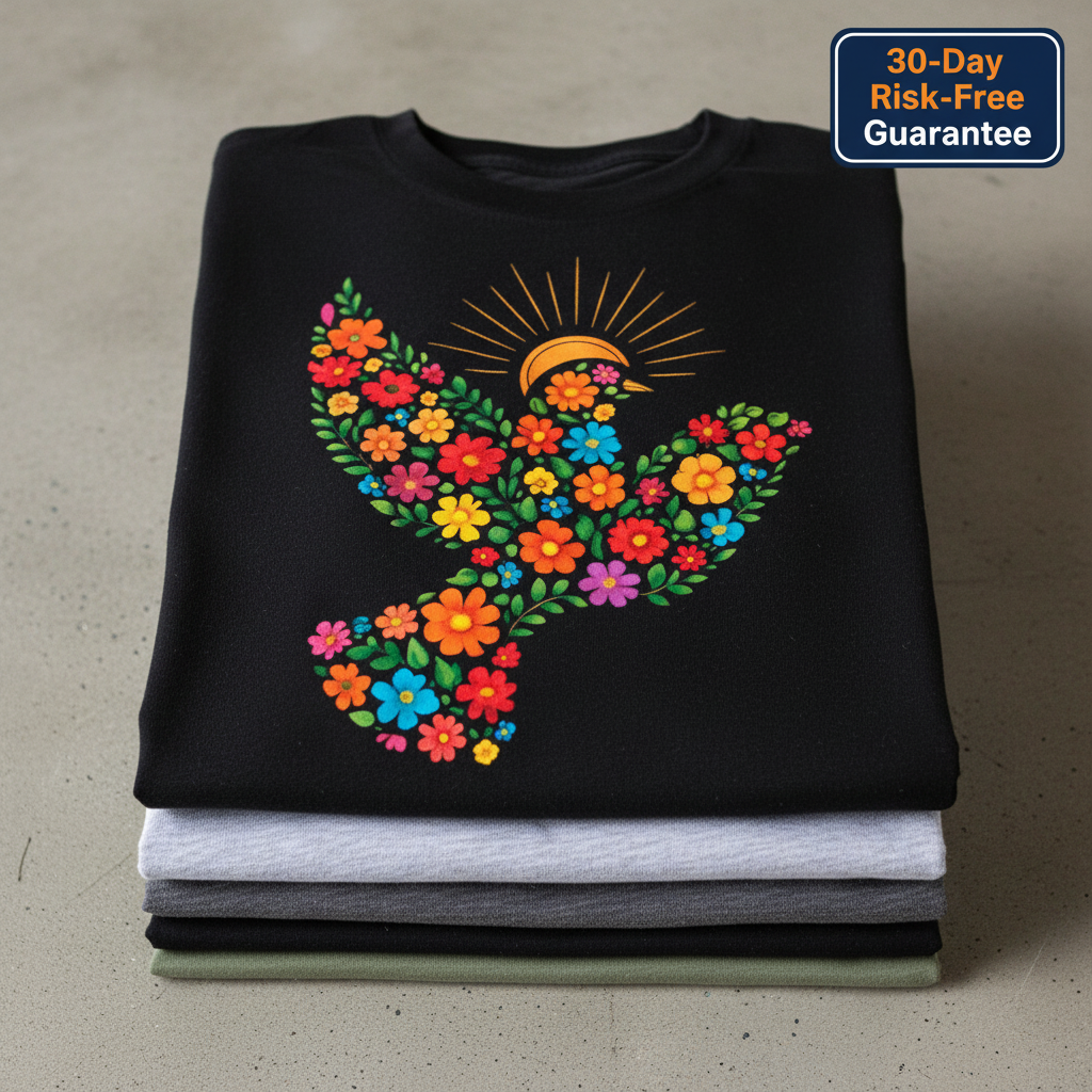 Floral Dove of Peace T-Shirt_stacked_flatlay