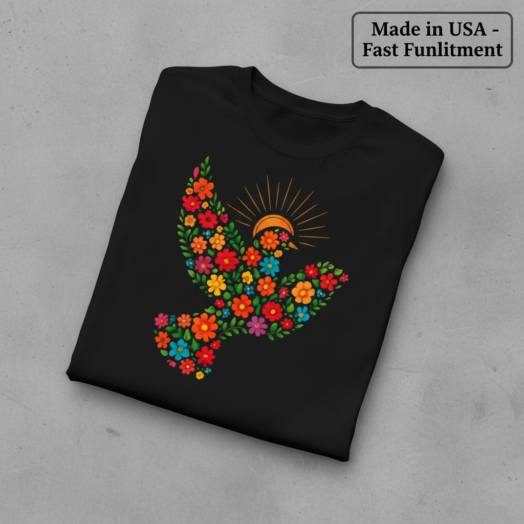 Floral Dove of Peace T-Shirt_fold_tilt
