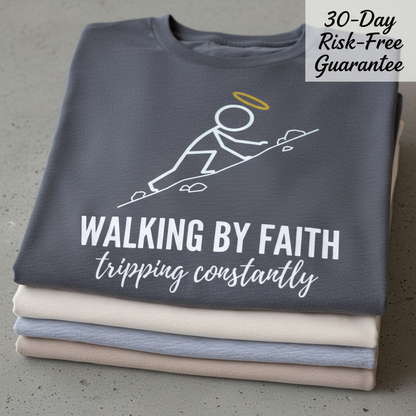 Walking by Faith T-Shirt_stacked_flatlay
