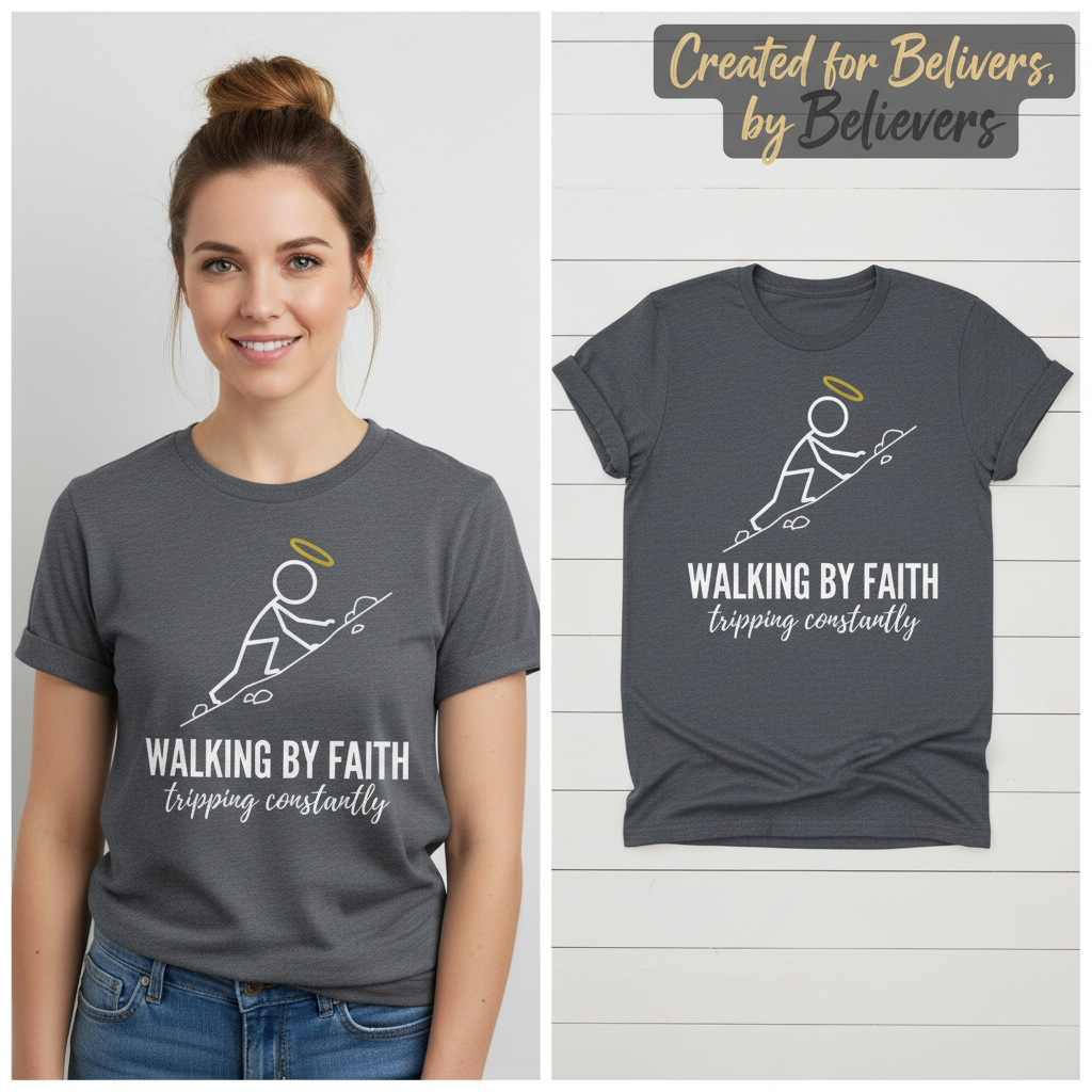 Walking by Faith T-Shirt_model_flat