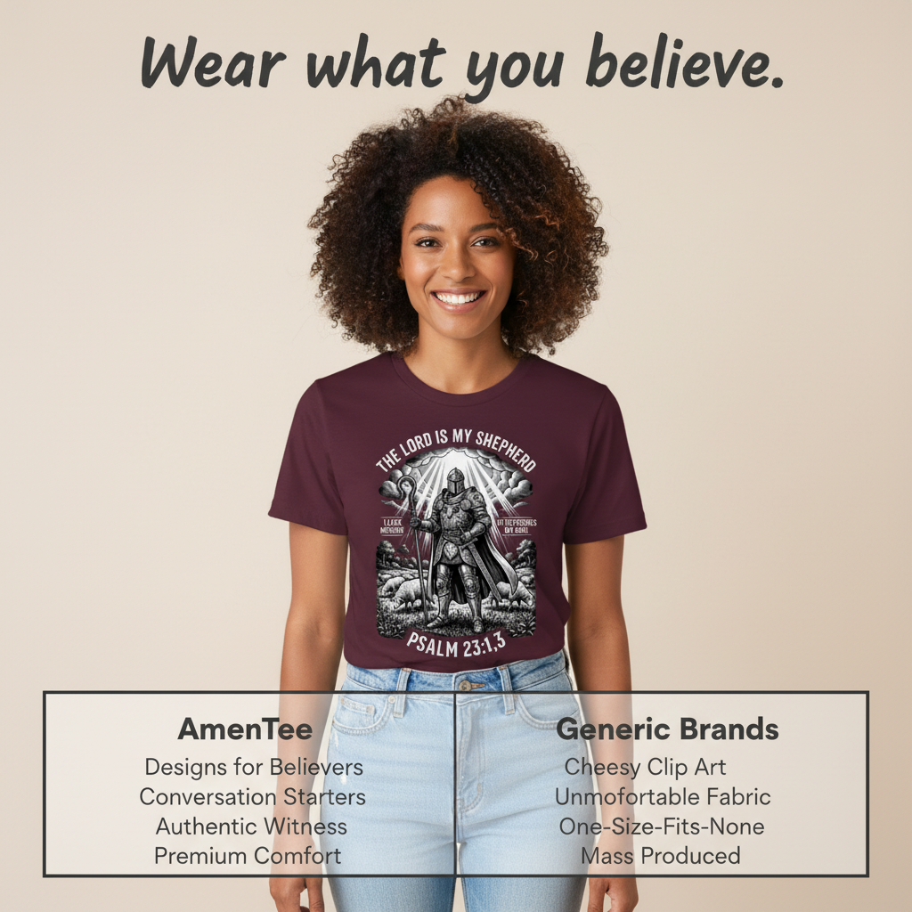 The Lord Is My Shepherd Warrior T-Shirt_product_table