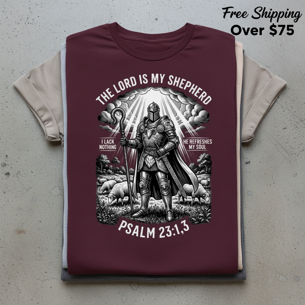 The Lord Is My Shepherd Warrior T-Shirt_stacked_flatlay