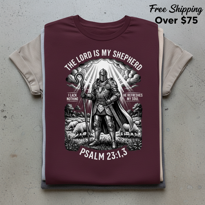The Lord Is My Shepherd Warrior T-Shirt_stacked_flatlay