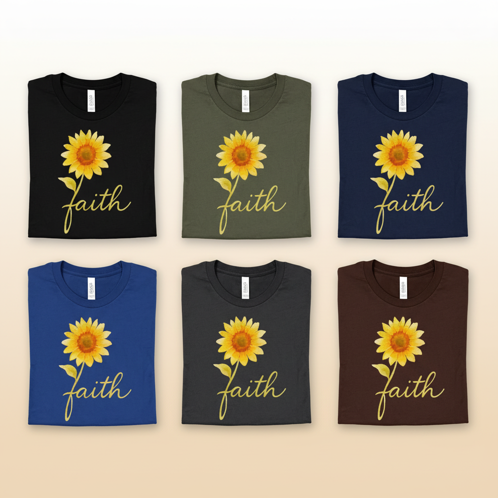Sunflower Faith T-Shirt_6color_grid