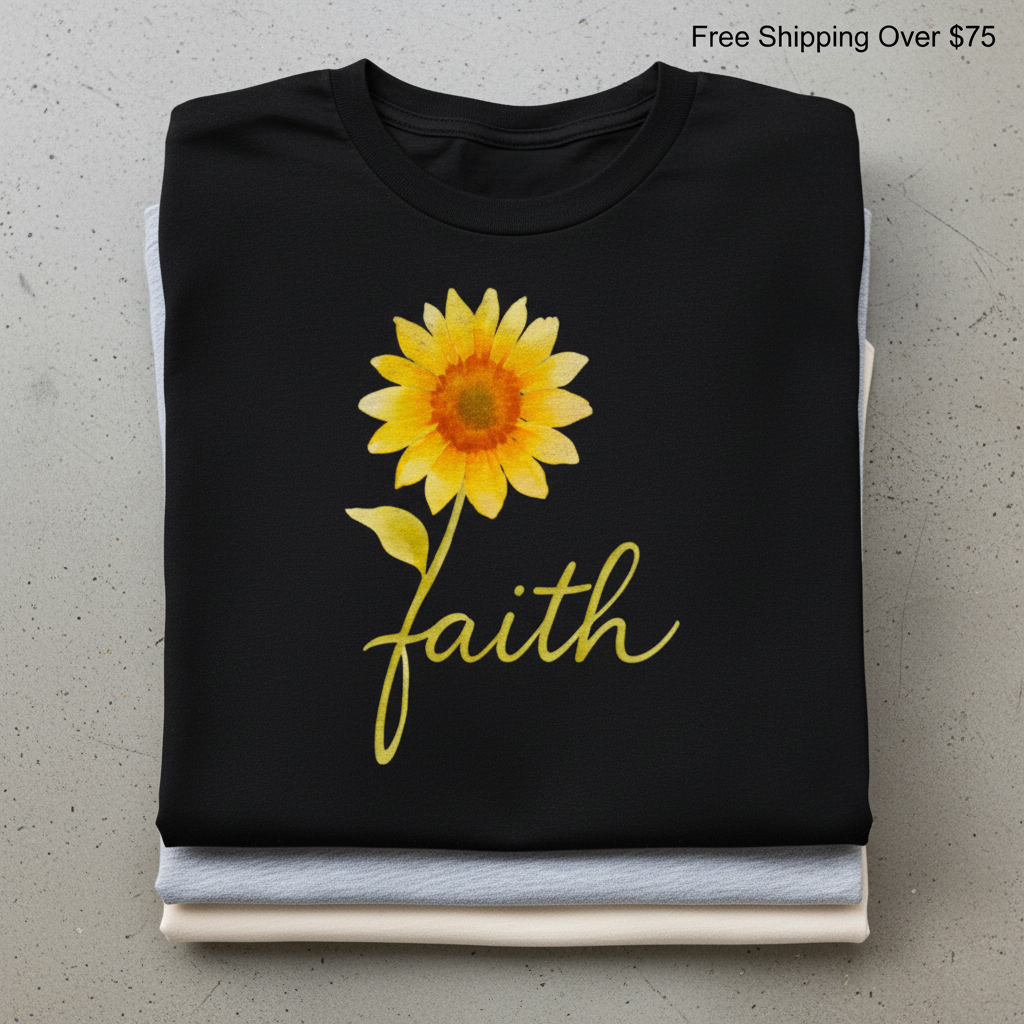 Sunflower Faith T-Shirt_stacked_flatlay