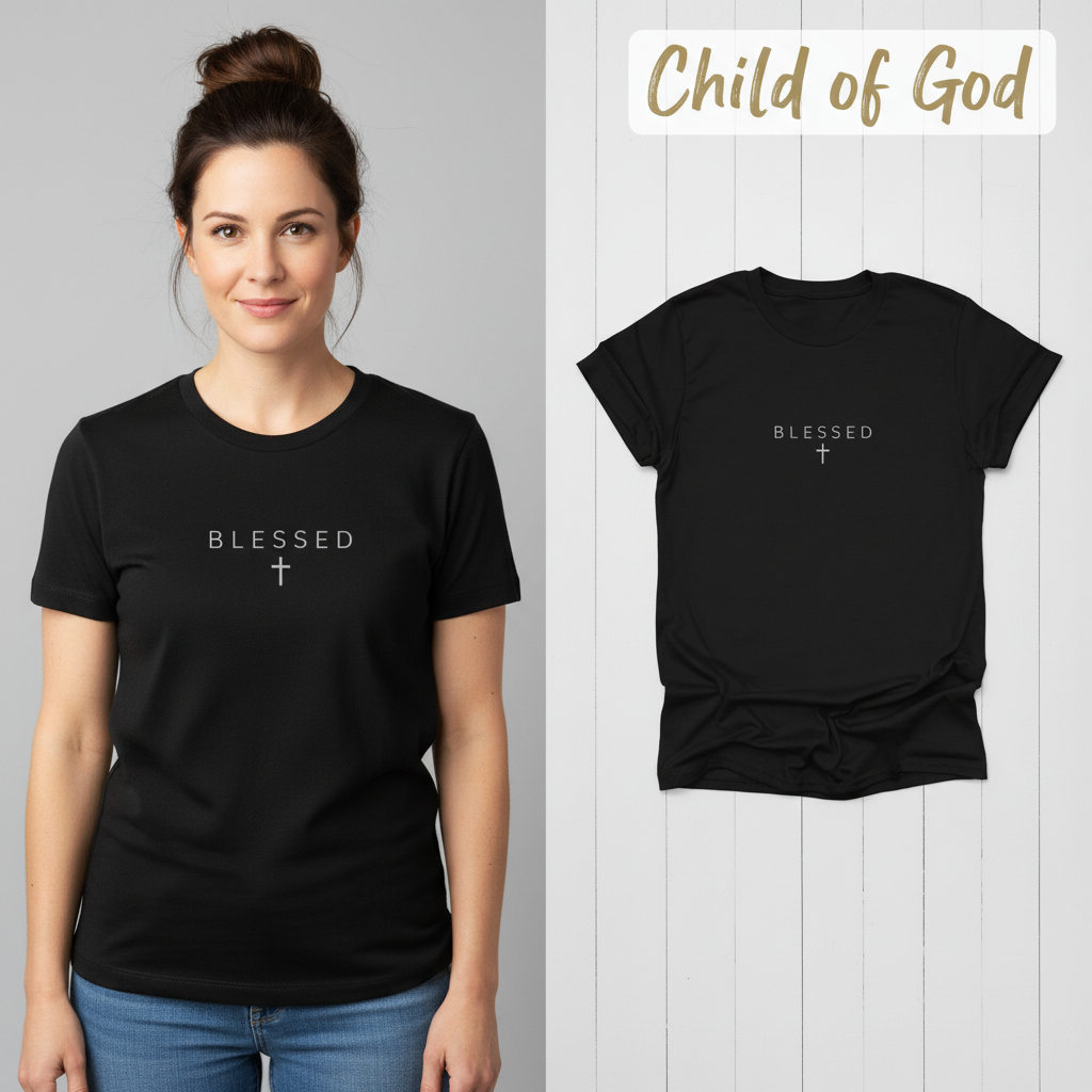 Blessed Cross T-Shirt_model_flat