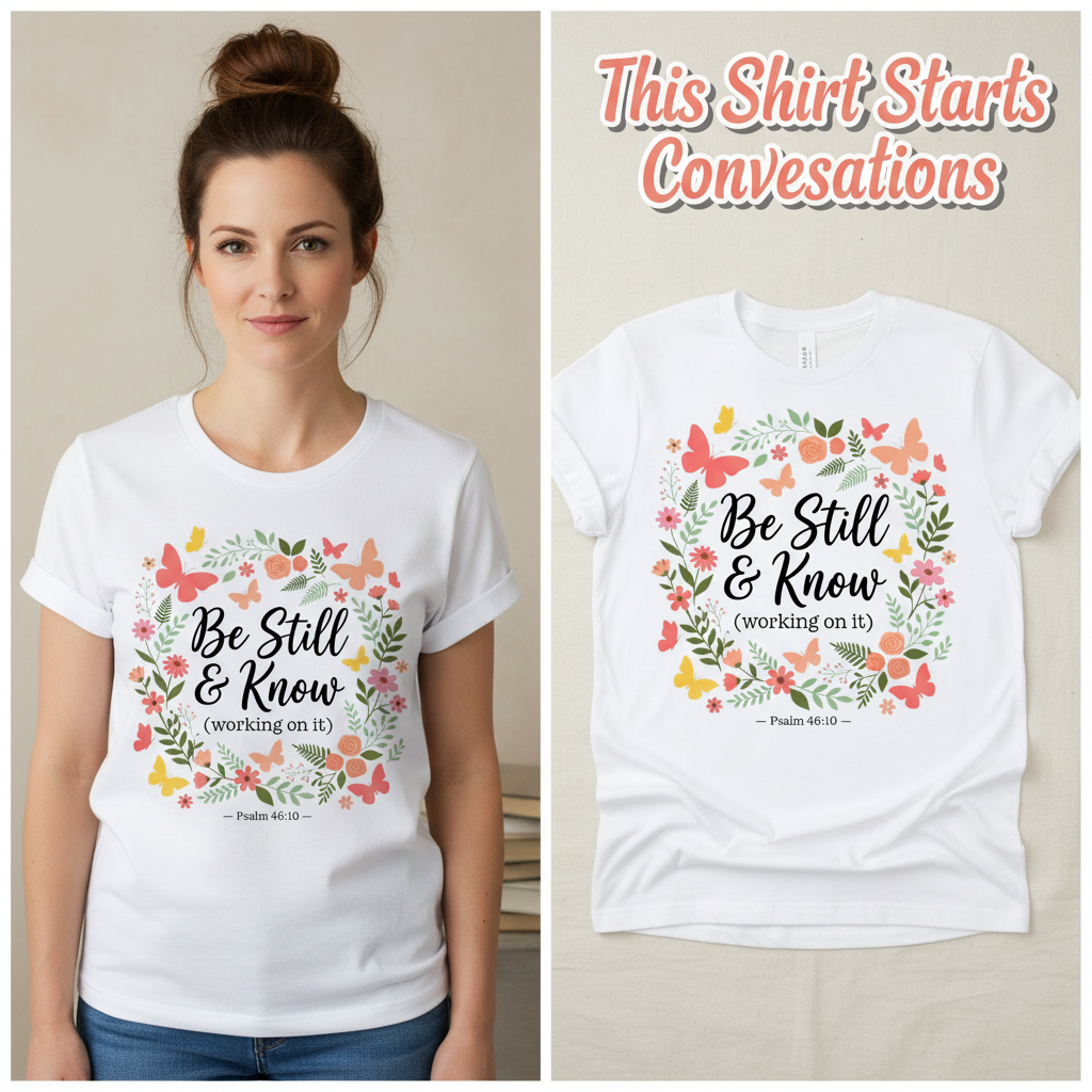 Be Still & Know T-Shirt_model_flat