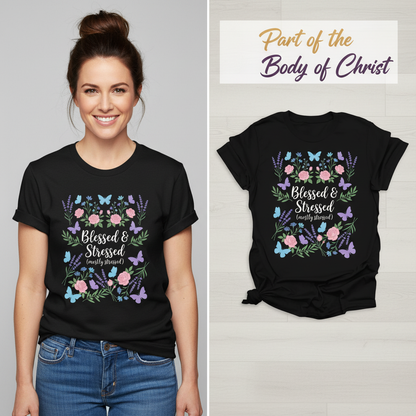 Blessed & Stressed T-Shirt_model_flat