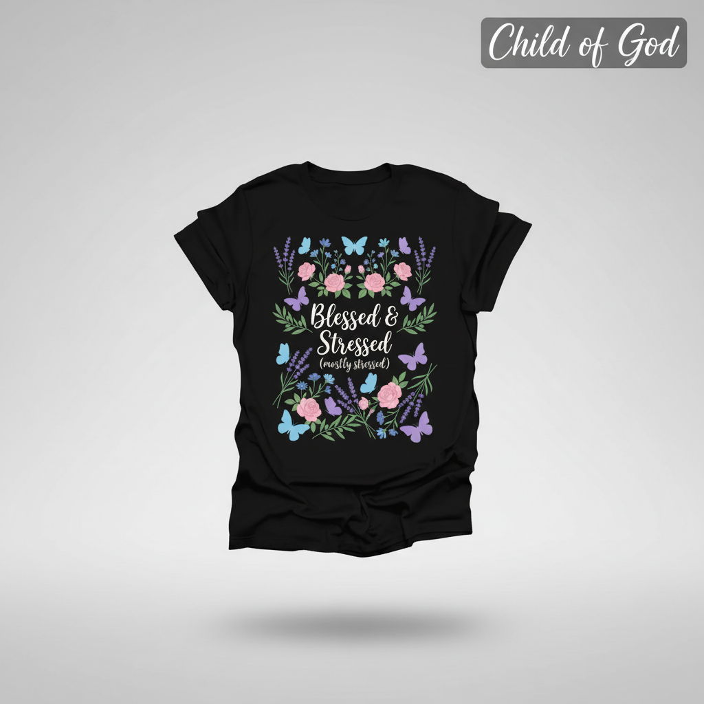 Blessed & Stressed T-Shirt_3d_float