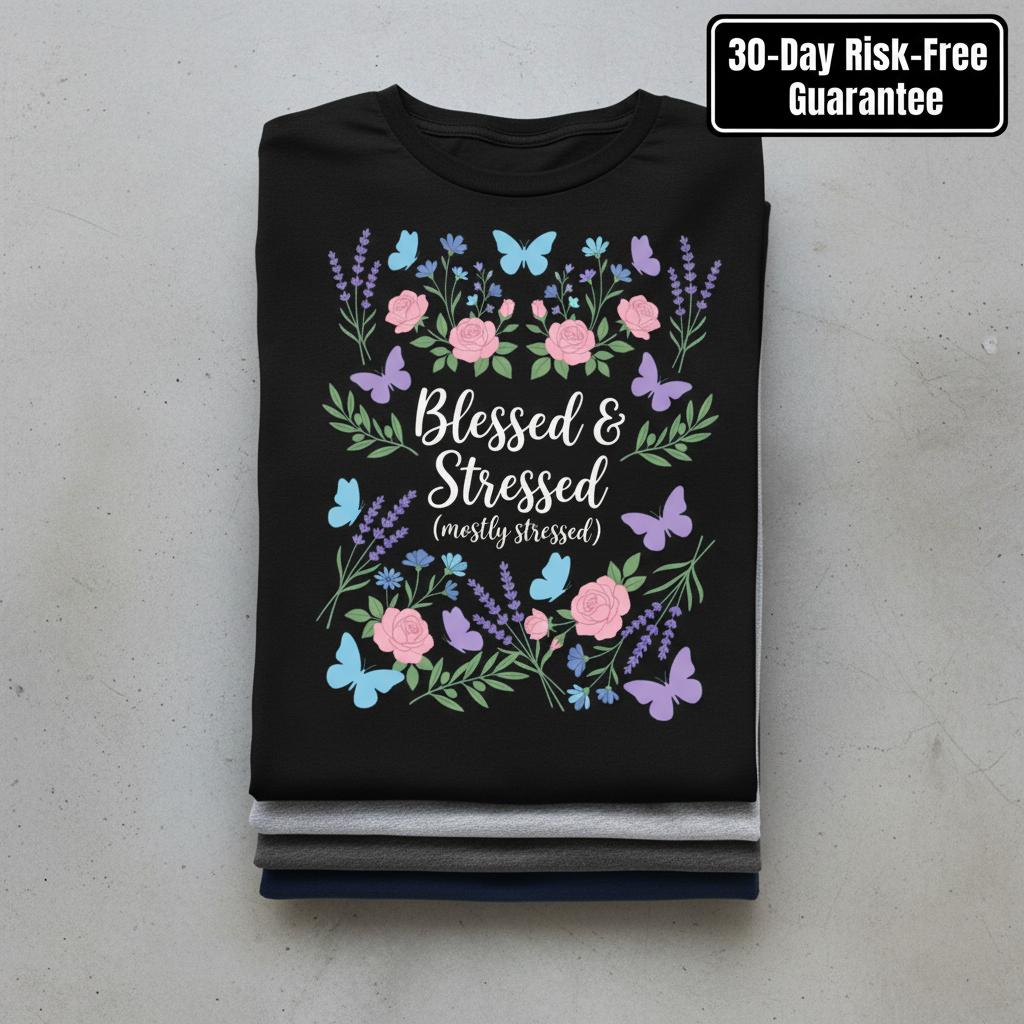 Blessed & Stressed T-Shirt_stacked_flatlay