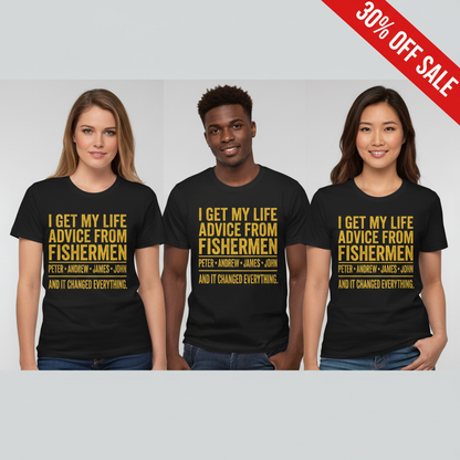 Life Advice from Fishermen T-Shirt_triple_model