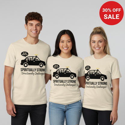 Spiritually Strong Travel Humor T-Shirt_triple_model