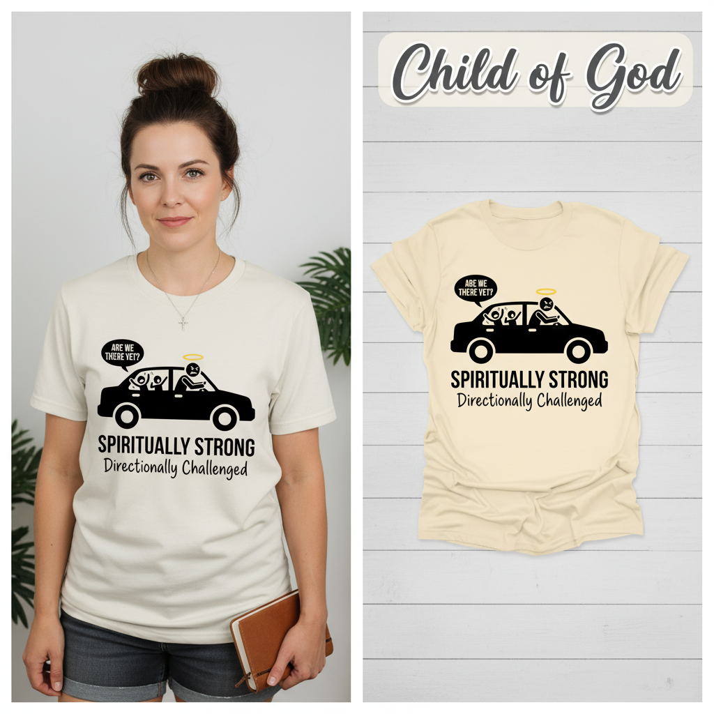 Spiritually Strong Travel Humor T-Shirt_model_flat