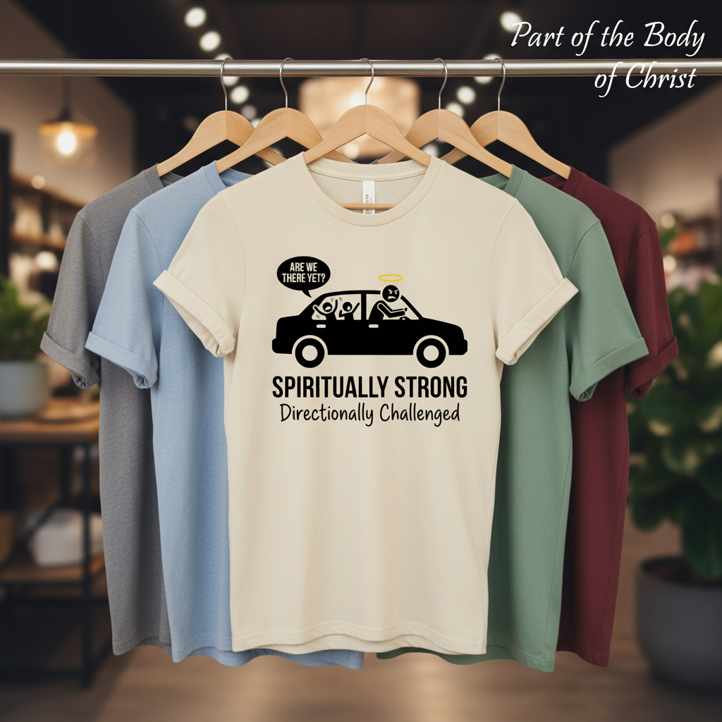 Spiritually Strong Travel Humor T-Shirt_boutique_rack