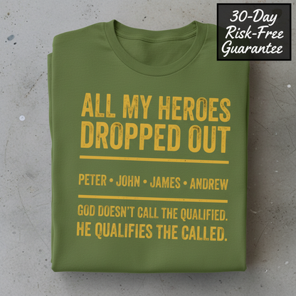 All My Heroes Dropped Out T-Shirt_stacked_flatlay