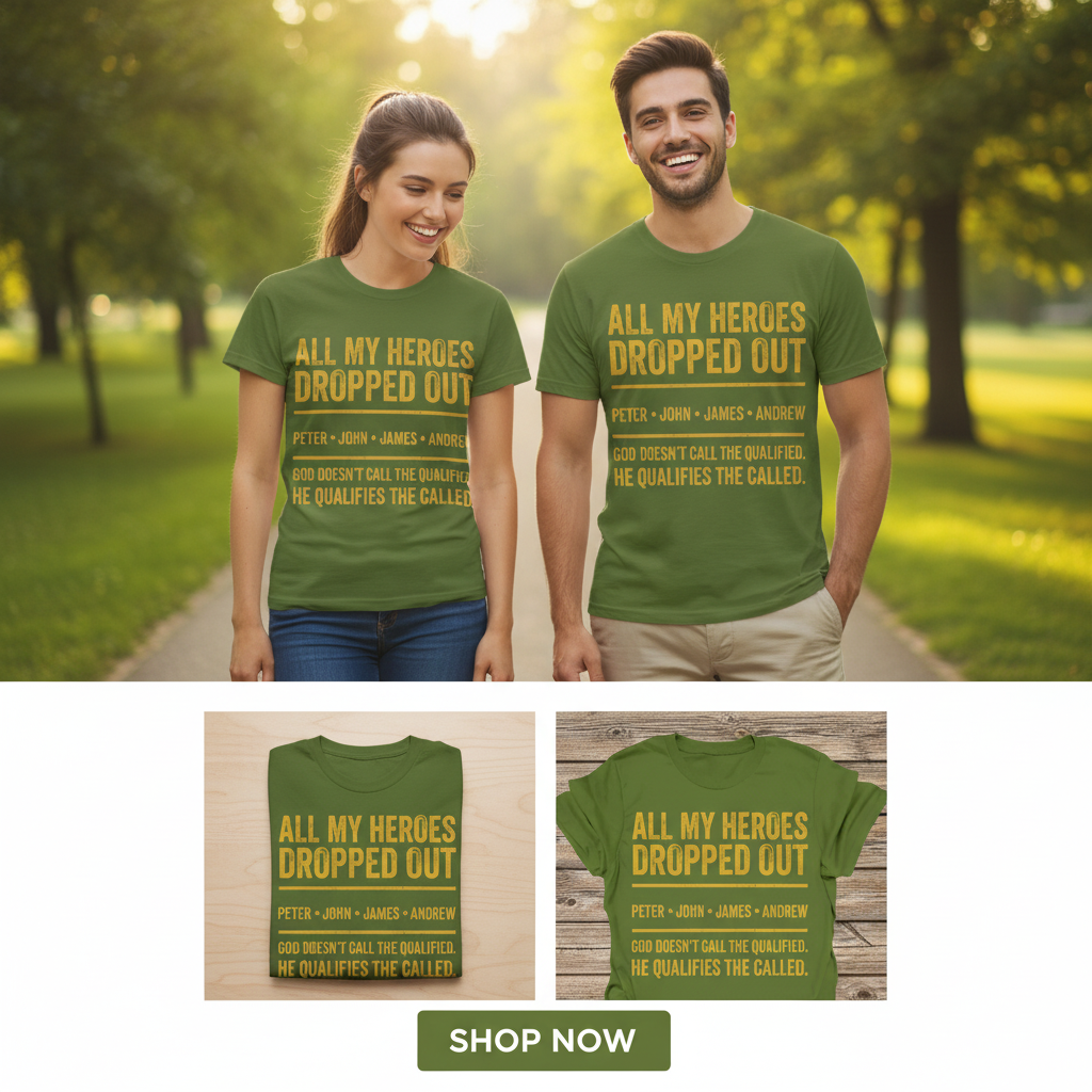 All My Heroes Dropped Out T-Shirt_dual_model_life