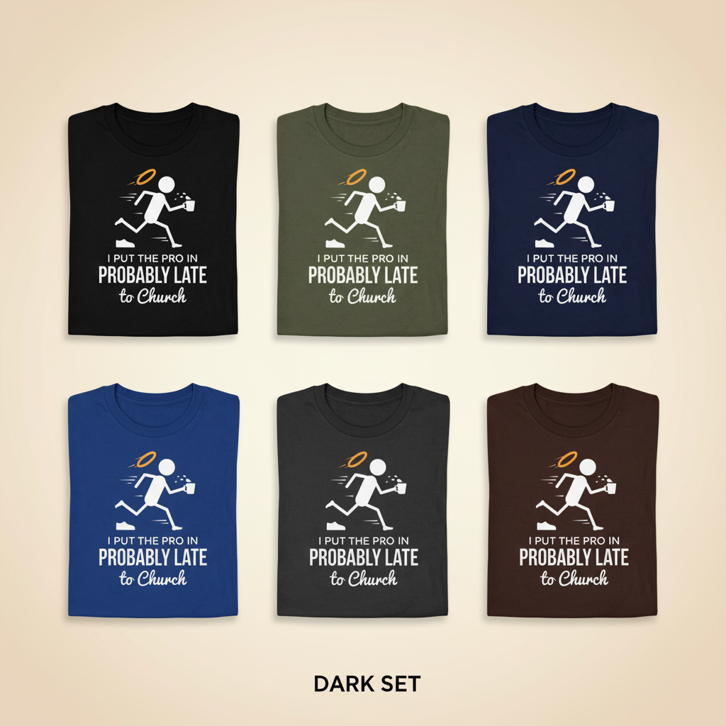 Probably Late to Church T-Shirt_6color_grid