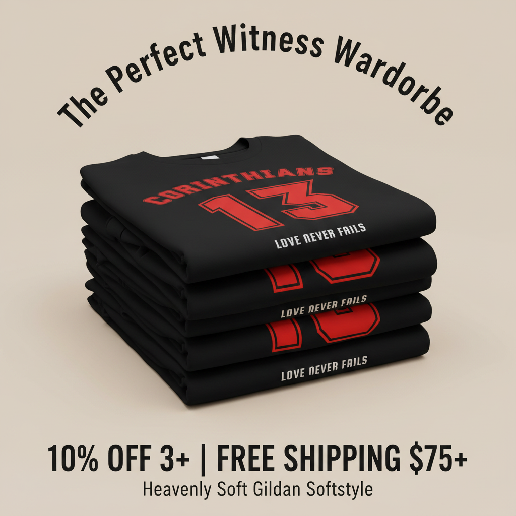Corinthians 13 Love Never Fails T-Shirt_stacked_promotion