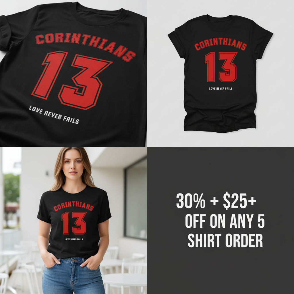 Corinthians 13 Love Never Fails T-Shirt_4_panel