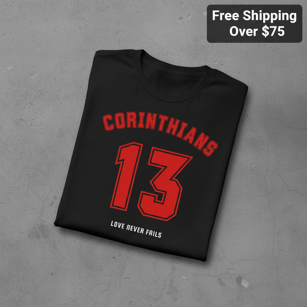 Corinthians 13 Love Never Fails T-Shirt_fold_tilt