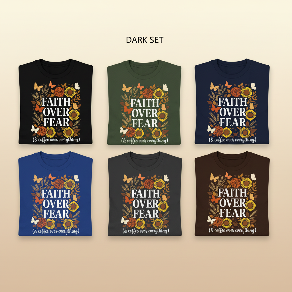 Faith Over Fear (& Coffee) T-Shirt_6color_grid