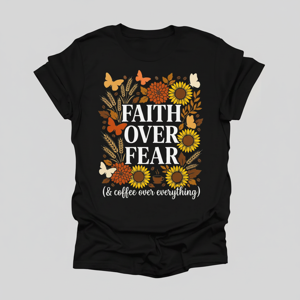 Faith Over Fear (& Coffee) T-Shirt_triple_model