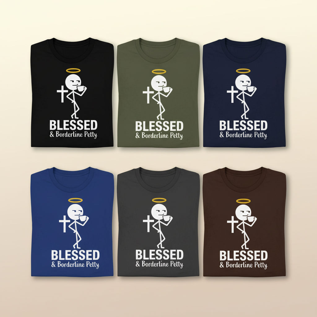 Blessed & Borderline Petty T-Shirt_6color_grid