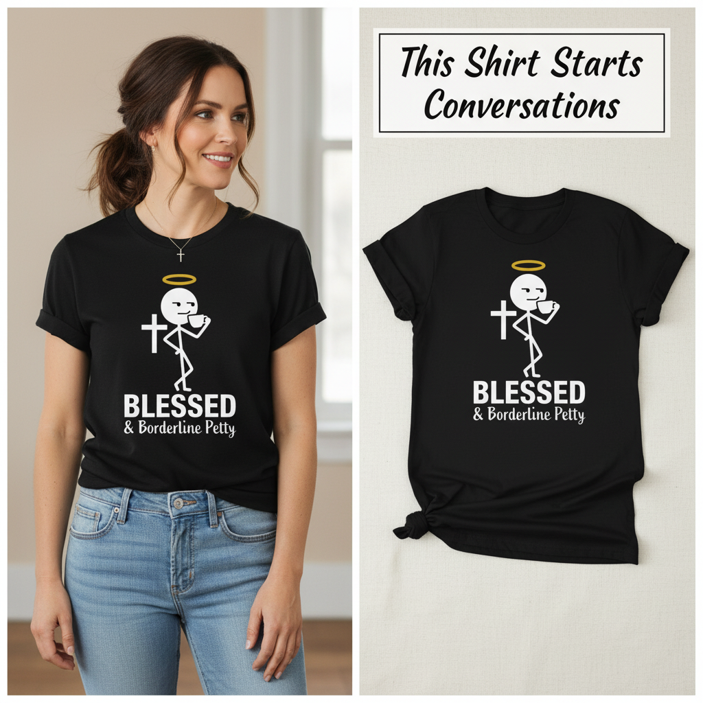 Blessed & Borderline Petty T-Shirt_model_flat