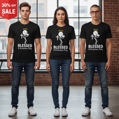 Blessed & Borderline Petty T-Shirt_triple_model