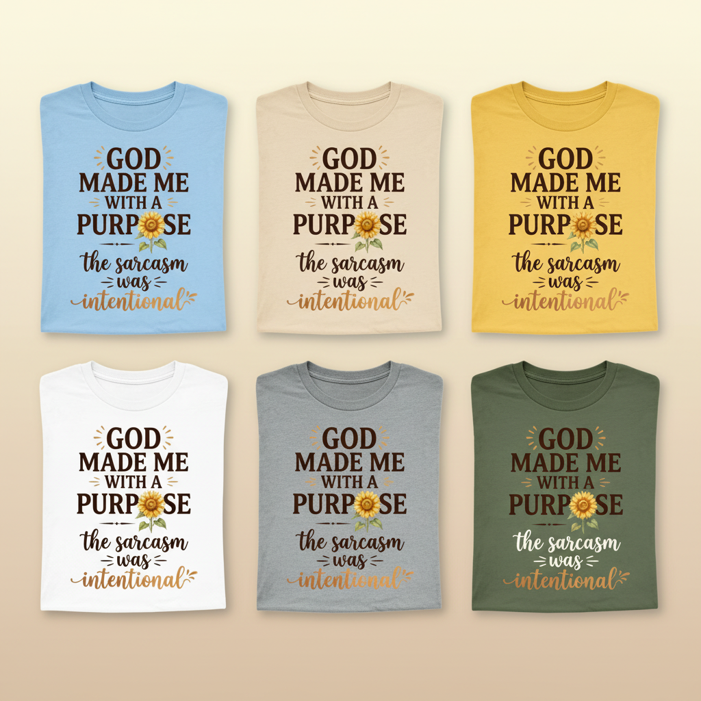 Purposeful Sarcasm Sunflower T-Shirt_6color_grid