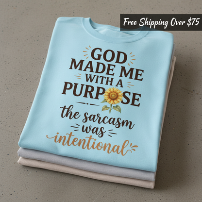 Purposeful Sarcasm Sunflower T-Shirt_stacked_flatlay