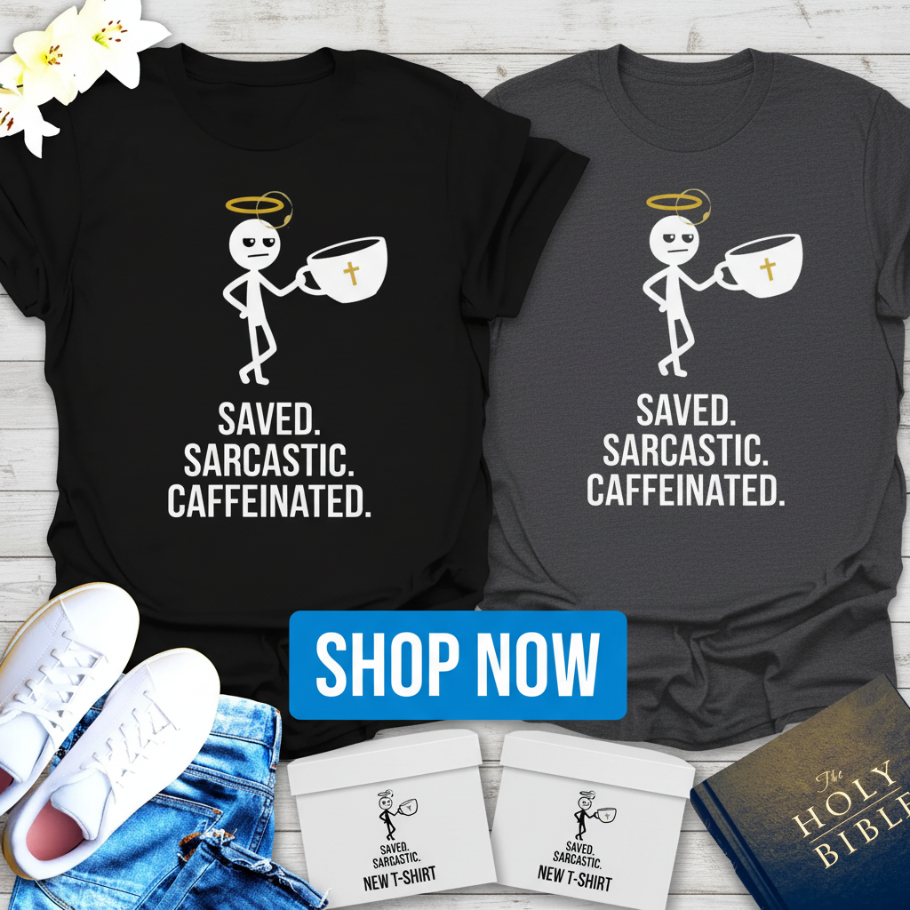 Saved Sarcastic Caffeinated T-Shirt_dual_model_life