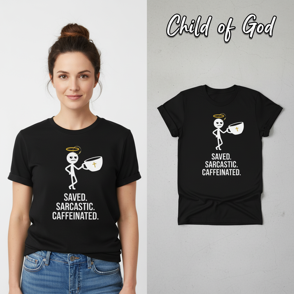 Saved Sarcastic Caffeinated T-Shirt_model_flat