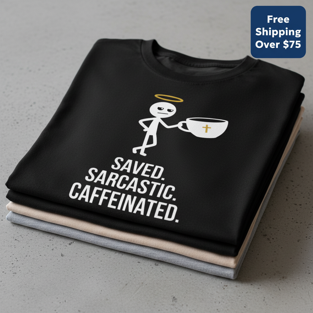 Saved Sarcastic Caffeinated T-Shirt_stacked_flatlay