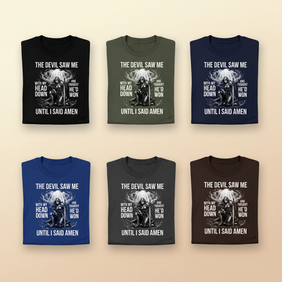 Warrior of Amen Faith Armor T-Shirt_6color_grid