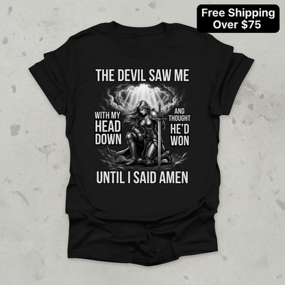 Warrior of Amen Faith Armor T-Shirt_clean